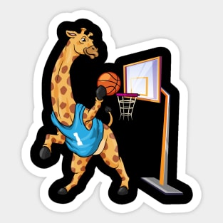 Giraffe as basketball player with basketball Sticker